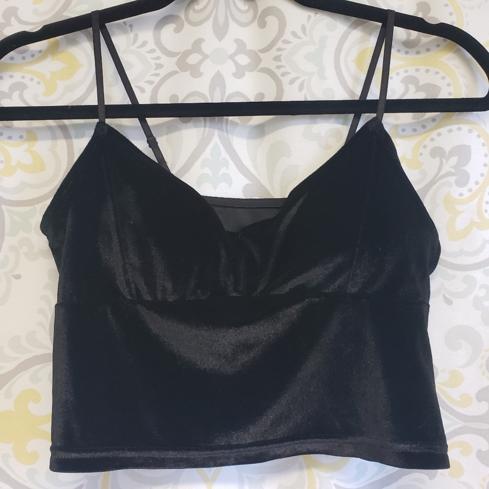 Black Velvet Crop Tank Top